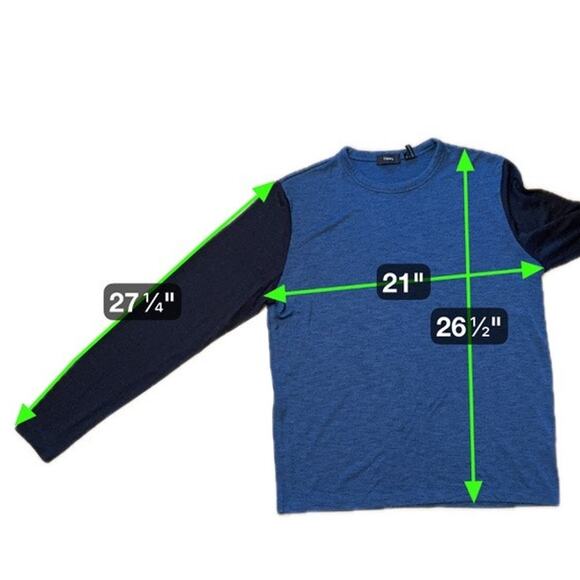 Theory Men’s Blue Black Lightweight Crewneck Sweater Modal Blend Size Large - Picture 7 of 7